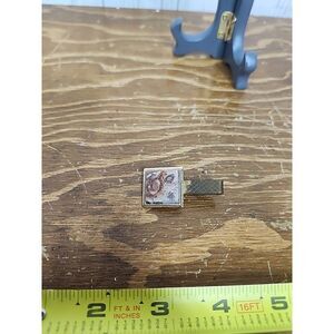 Antique Picture Jasper Gemstone Tie Clip Gold Tone
